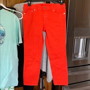 Tory Burch Women’s Alexa Cropped Skinny Pants Orange Stretch Size 29